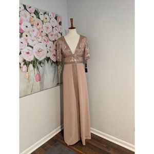 Aidan Mattox Beaded Gown with Crepe Skirt